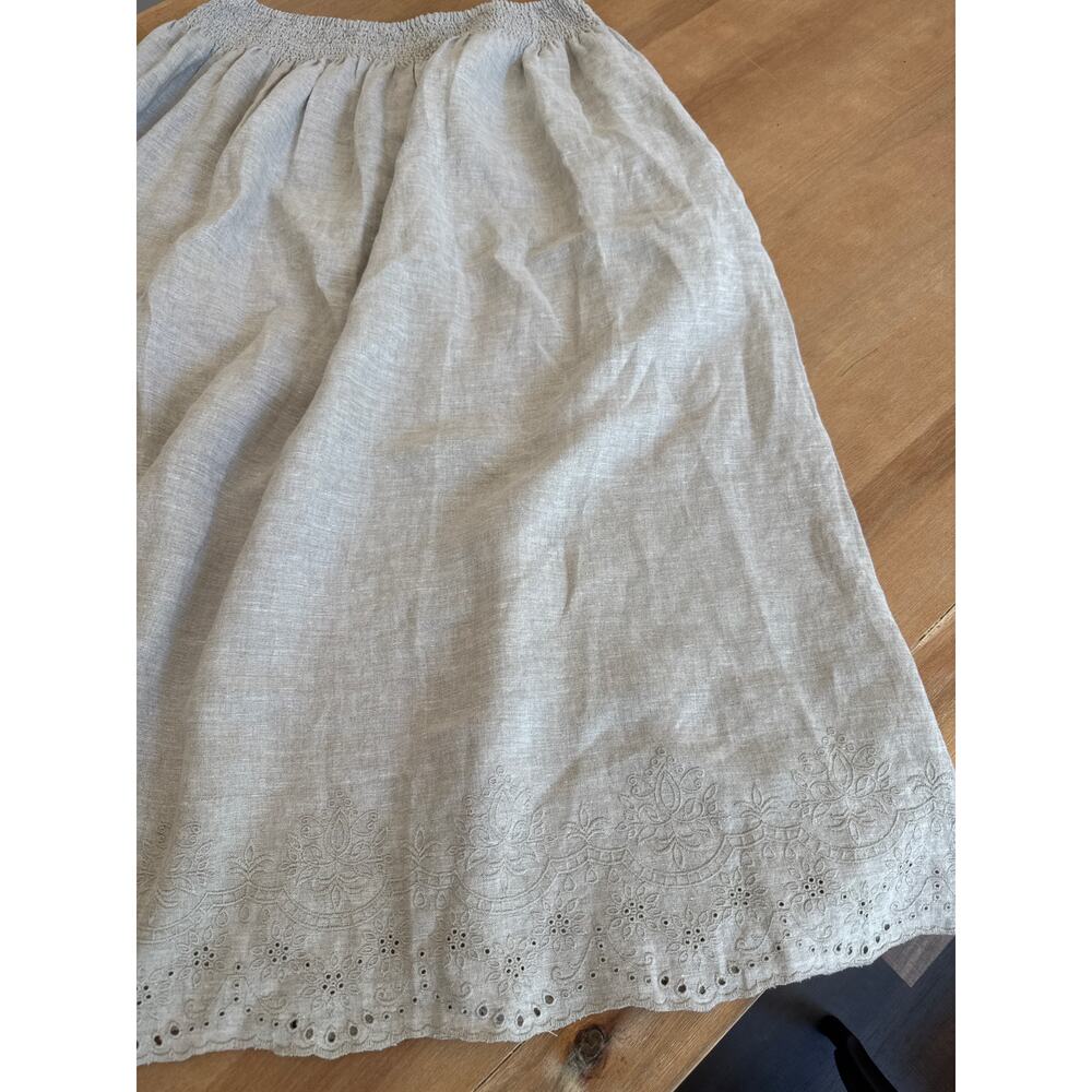 Chico's Linen Embroidered Scallop Hem Skirt 1.5 US 10 Natural - Picture 2 of 11